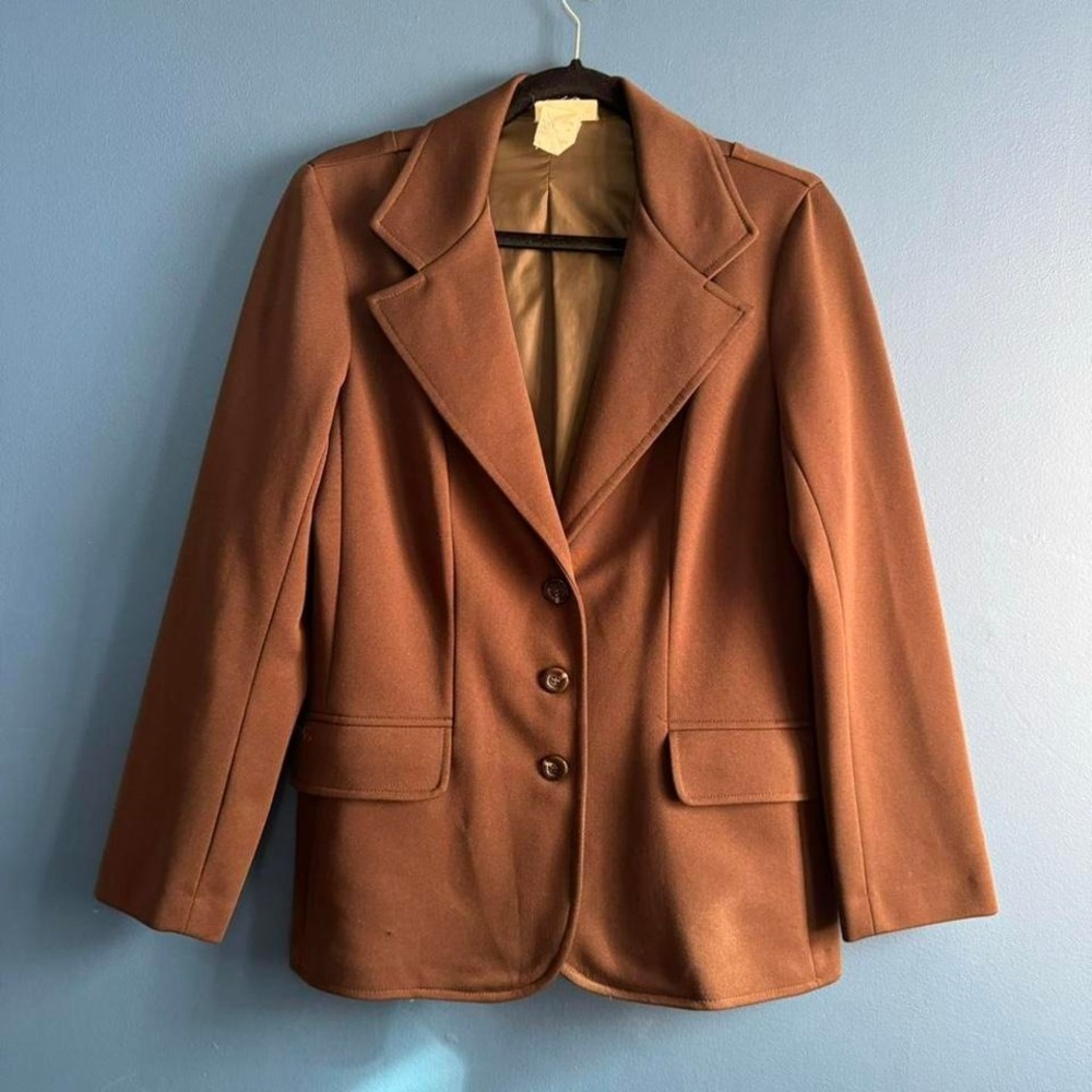 True Vintage 1970s Blazer Women's Size 10 Brown Sears Polyester Retro Groovy